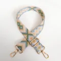 Adjustable canvas shoulder strap with geometric diamond jacquard pattern and gold hooks - Pattern No. 6