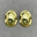Minimalist geometric oval gold earrings with an irregular glossy lava-like finish - Stud Pin Style / Gold Stud Earrings