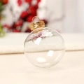 Clear hollow plastic Christmas ball ornament with a decorative golden cap for DIY crafts - 6cm / Gold