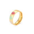 18K gold plated stainless steel ring with colorful enamel smiley face patterns - Smiley Face