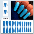 Unghie finte lunghe a bara blu lago opaco, set da 24 pezzi in varie dimensioni - Blu Lago (CBLM-16)