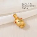 Cute golden zodiac bull pendant with red accents and smooth matte finish for jewelry DIY - D1476 (Ox)