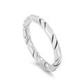 Minimalist silver twist ring with a double-layered cross design and metallic luster - Style B Braided (KR104734-KFC)