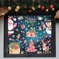 Christmas window stickers set featuring Santa, snowman, and pink reindeer decals - 6-Sheet Set Mix B