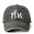 Adjustable washed charcoal baseball cap with white Mrs embroidery and heart detail - Black