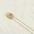 Minimalist gold necklace with a sparkling round open-circle pavé diamond pendant - Letter Q