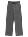 Men's dark grey straight casual pants with elastic waistband in a sporty minimalist style - Dark Gray