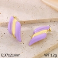 Boucles d'oreilles ailes rayées violettes plaquées or 18K avec glaçage émail - Violet