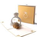 3D pop-up card featuring an intricate diamond ring design with a gold envelope 15x15cm - Eternal Heart Diamond Ring