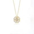 Foldable gold four-leaf clover necklace with sparkling white zircons and heart pendants - Two-way Four-leaf Clover Necklace Xl-118 [gold]