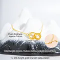 Bracelet double anneau en or 24K brillant à écailles de dragon avec fermoir mousqueton - Bracelet Double Anneau / Environ 18,5 cm + 3,0 cm