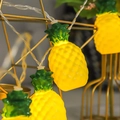 Decorative LED pineapple string lights with warm yellow glow and green leaf tops - Pineapple / 2M 10LEDs (2AA Constant)