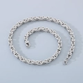 Silver Byzantine chain necklace for men in stainless steel with secure lobster clasp - Steel Color (KN290045-Z)