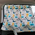 Car side window sunshade for children with cute cartoon dinosaur print on white fabric - Jurassic Dinosaur
