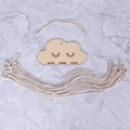 DIY cloud wooden wall organizer with white cotton ropes for girls' hair clips - Beige