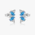 Ohrstecker aus S925 Sterlingsilber mit blauen Zirkonia und klaren Schmucksteinen - 925er Silber / Geometrischer Blau Silber Stil (MME1097-1)
