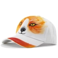 White baseball cap with hand-painted fox design and orange graffiti brim detailing - Adjustable / Orange White Fox Style (04)