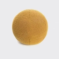 Mustard yellow round floral plush pillow in soft teddy fleece fabric on white background - 30*30cm/0.43kg / Maltesers Turmeric