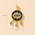 Gold evil eye pendant with black enamel, colorful crystals, and teardrop charms - Gold Evil Eye Black Enamel with Colorful Zircon Pendant (23-1)
