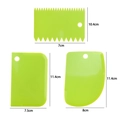Green 3-piece plastic dough scraper set with sizes and hanging holes for baking - 3-Piece Small Scraper Set / Green
