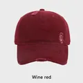 Distressed cotton baseball cap in wine red featuring a vintage washed finish and torn brim - Adjustable (56-60cm) / Burgundy