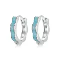 Minimalistische S925 Sterling Silber Creolen mit himmelblauen Wellen-Emaille-Mustern - 925er Silber / Himmelblau (BSE955)
