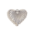 Silver heart-shaped pendant with radial texture and 18K gold plated steel finish - Ribbed Hollow Heart Pendant - Steel Color