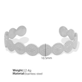 Irregular silver stainless steel cuff bracelet with starburst engraving detail - Silver (SZ62 Star Style)