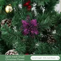 Purple glitter 9cm hollow poinsettia flower ornament for Christmas tree decor - Iodine Purple