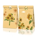 Kraft paper gift bag featuring bright sunflower print with matching sunflower round sticker - LB038 Sunflower Theme / 12 Bags + 18 Stickers
