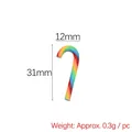 Ciondolo a forma di bastoncino di zucchero arcobaleno, accessorio DIY 12mm x 31mm - Larghe Strisce Arcobaleno