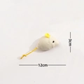 Beige fabric toy mouse for cats with yellow string tail and 12cm length dimension - No. 1 Catnip Mouse