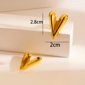 Polished 18K gold plated heart stud earrings in size 2.8cm by 2cm for a minimalist look - 3D Heart / Gold