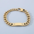 Gold-plated stainless steel Cuban link bracelet with engravable curved ID plate for men - Style B / Brushed Gold