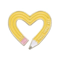 Mignonne épingle émaillée en forme de crayon cœur jaune avec texte Make More Art - Style Crayon Cœur (XZ8858) / Jaune