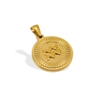 18K gold plated Aquarius zodiac pendant with vintage texture and sleek round design - Aquarius - Single Pendant