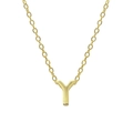 Detail of a gold plated 925 sterling silver chain featuring a 3D letter Y pendant - Letter Y / Gold