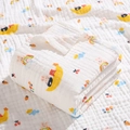 Soft six-layer cotton gauze baby towel with cartoon bears and colorful moon print - Straight Edge-Moon Rabbit