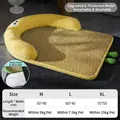 Banana shaped cooling pet bed size chart in yellow and green for cats and dogs - L / Semicircle Big Eye / Yellow