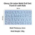 Blaue lichtdurchlässige Silikonform für Buchstaben und Zahlen mit Aufhängelöchern - Spiegel Alphabet - Mit Löchern - Positiv 01