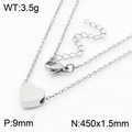 Collier minimaliste avec pendentif coeur argenté de 9mm et chaîne ajustable de 450mm - Couleur Acier