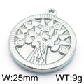 Polished silver stainless steel Tree of Life pendant, 25mm width and 9g weight - Steel Tree Style 5 (KLJ5804-Z)