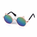 Pet fashion sunglasses with cat ear frames, rose gold metal, and rainbow gradient lenses - Cat Ear Style Multicolor