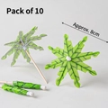 Pack of 10 green checkered paper cocktail umbrellas for cupcake and party decoration - Mini Palm Tree Picks (10 Pcs)