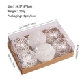Set di 6 palline di Natale trasparenti con motivi glitter bianchi in scatola kraft - Bianco