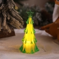 Mini green LED Christmas tree night light with warm yellow glow and star topper - Green Shell Warm Light