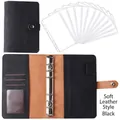 A6 black matte faux leather budget binder with 6 rings and 12 zipper cash envelopes - Classic Black Set