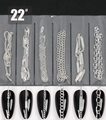 6-pack silver nail art metal chains in style 22 with various textures and pearl accents - 22# Silver Braided Style Chain