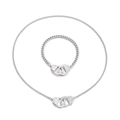 Silver stainless steel jewelry set with handcuff Cuban chain necklace and bracelet - Steel Color (KS189626-Z)