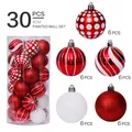 30-piece Christmas bauble set in red and white with festive patterns, 6cm diameter - 6cm Red Barrel Balls (30pcs)